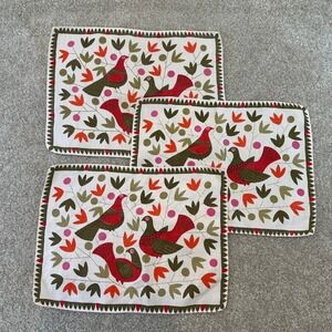Set of‎ 3 Retro Bird Floral Napkins Mid Century Modern Kitchen Dining